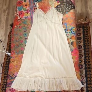 Cream Lace Trim Slip Dress
